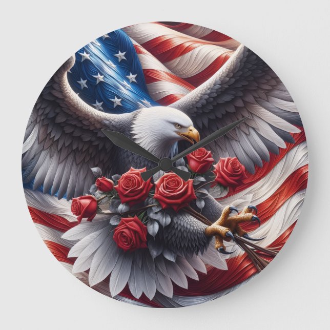 Patriotic American Eagle Clock (Front)