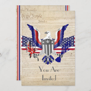 Patriotic American eagle, flag and constitution Invitation