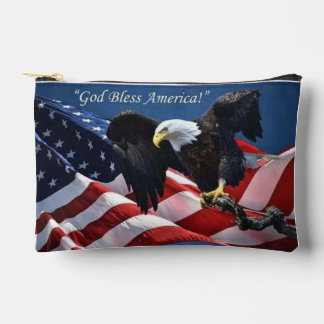 Patriotic American Eagle God Bless America Graphic Accessory Pouch