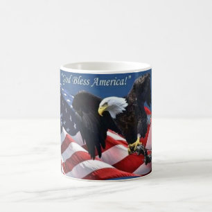 Patriotic American Eagle God Bless America Graphic Coffee Mug
