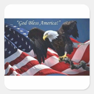Patriotic American Eagle God Bless America Graphic Square Sticker