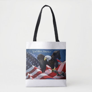 Patriotic American Eagle God Bless America Graphic Tote Bag
