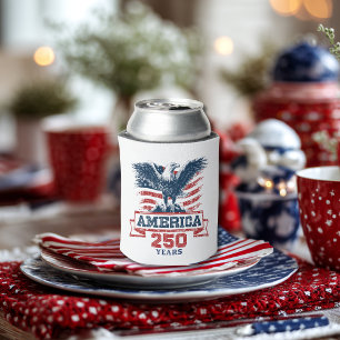 Patriotic American Eagle Happy 250th Anniversary Can Cooler