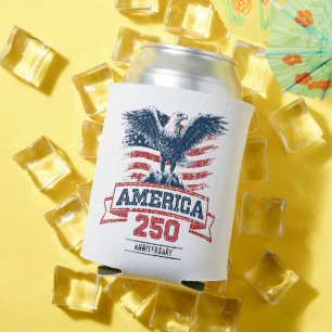 Patriotic American Eagle Happy 250th Anniversary Can Cooler