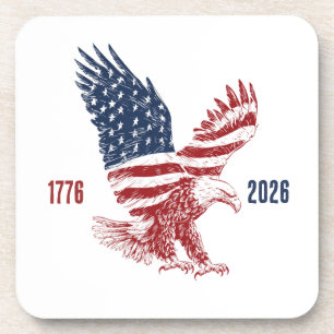 Patriotic American Eagle Happy 250th Anniversary Coaster