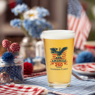 Patriotic American Eagle Happy 250th Anniversary Glass