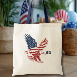 Patriotic American Eagle Happy 250th Anniversary Tote Bag