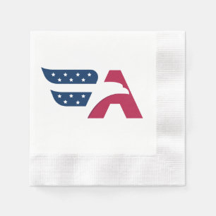 Patriotic American Eagle Letter A Flag Napkin