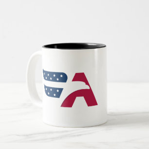 Patriotic American Eagle Letter A Flag Two-Tone Coffee Mug