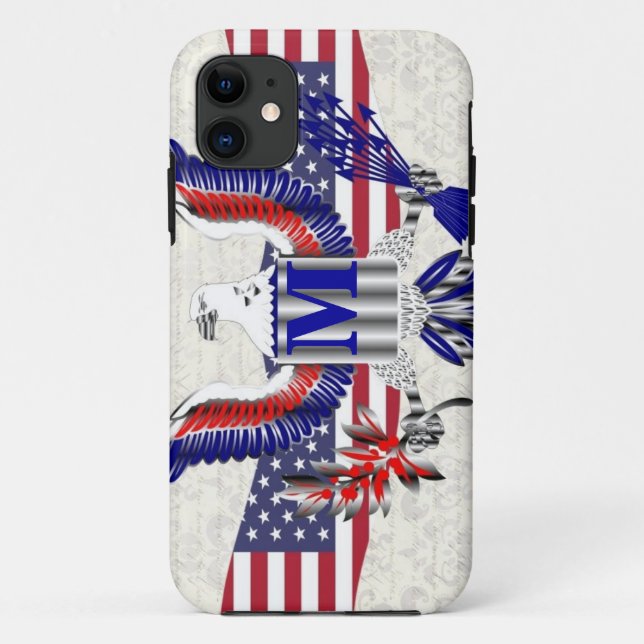 Patriotic American eagle personalised monogram Case-Mate iPhone Case (Back)