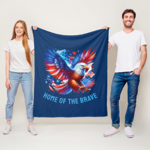 Patriotic American Eagle Red White Blue Fleece Blanket