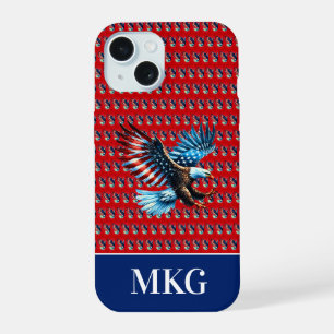 Patriotic American Eagle Red White Blue iPhone 15 Case