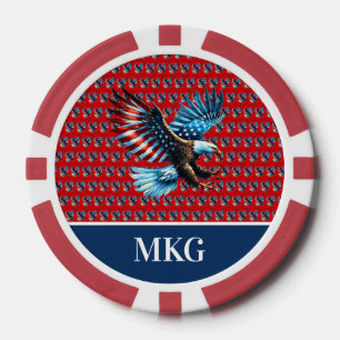 Patriotic American Eagle Red White Blue Poker Chips