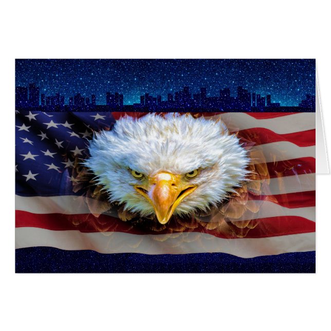 Patriotic American Eagle Stationery Note Card (Front Horizontal)