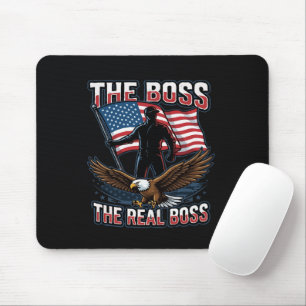 Patriotic American Eagle The Real Boss Design Mouse Pad