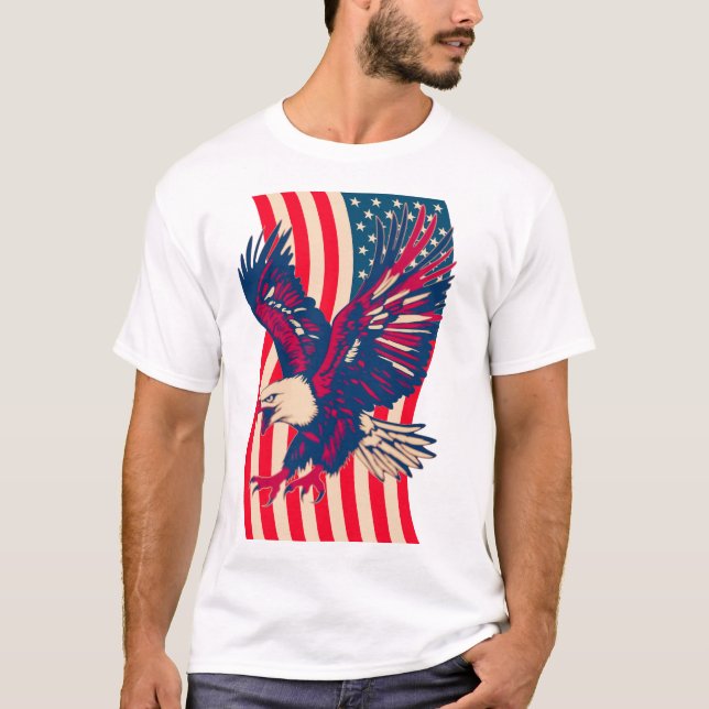 Patriotic American Eagle USA Flag T-Shirt (Front)