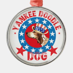 Patriotic American English Coonhound Metal Tree Decoration