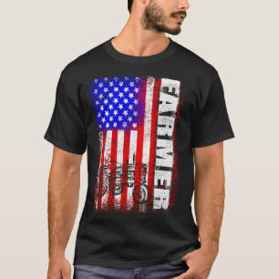 Patriotic American Farmers Tractors Farmer US Flag T-Shirt