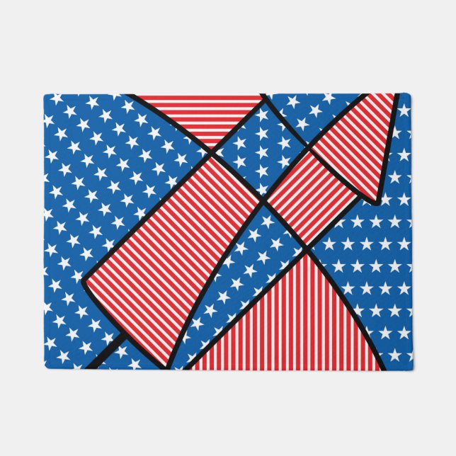 Patriotic American fireworks Doormat (Front)