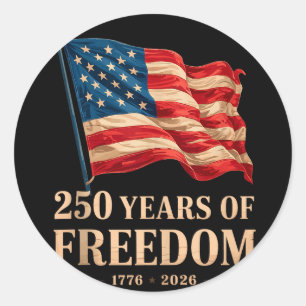 Patriotic american flag 4th of july 250 anniversar classic round sticker