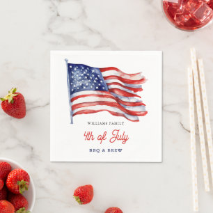 Patriotic American Flag 4th of July Family Reunion Napkin