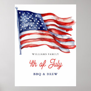 Patriotic American Flag 4th of July Family Reunion Poster