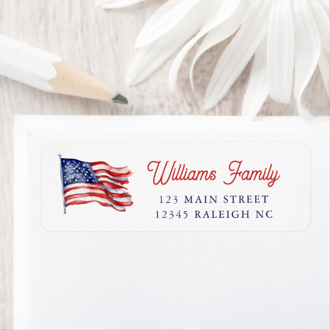 Patriotic American Flag 4th of July Return Address Label (Insitu)