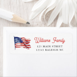 Patriotic American Flag 4th of July Return Address Label