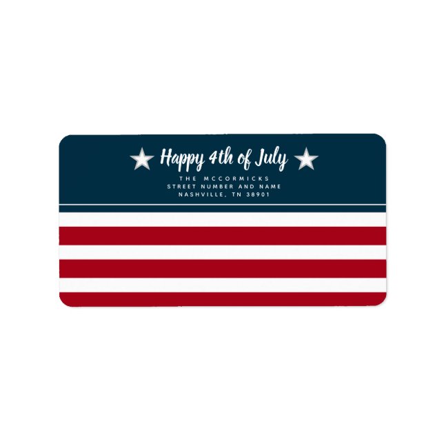 Patriotic American Flag 4th of July Return Address Label (Front)