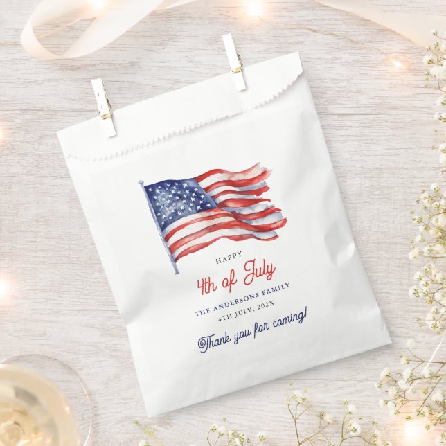 Patriotic American Flag 4th of July Thank You Favour Bag (Clipped)