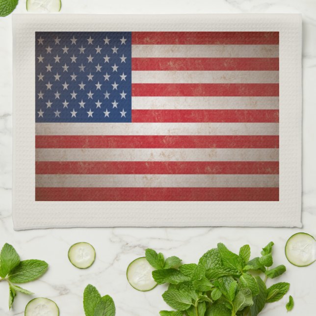 Patriotic American Flag 50 Stars Tea Towel (Folded)