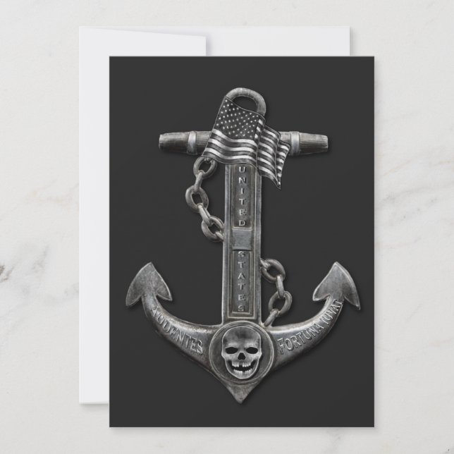 Patriotic American flag anchor pirate nautical  Invitation (Front)