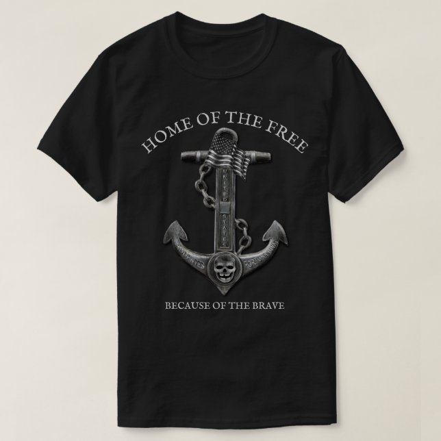Patriotic American flag anchor pirate nautical  T-Shirt (Design Front)