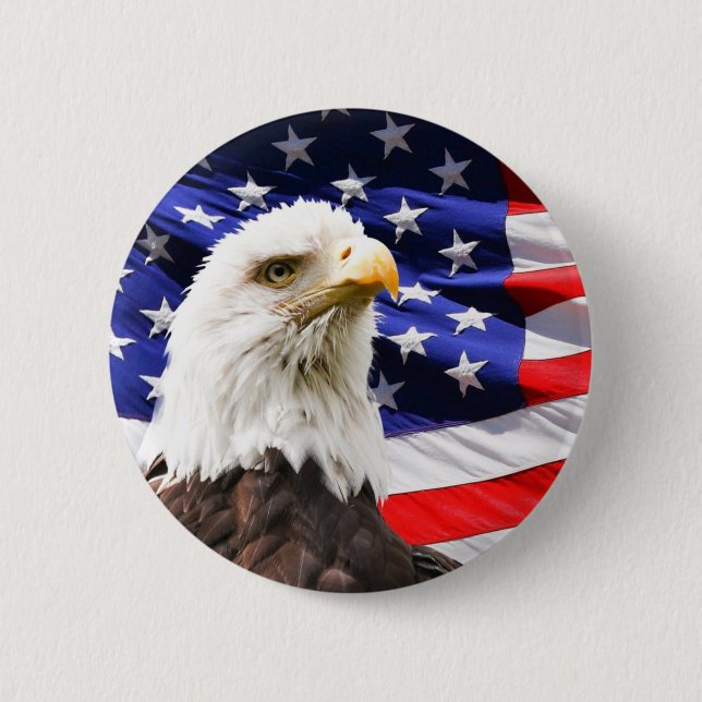 Patriotic American Flag and American Eagle  6 Cm Round Badge (Front)