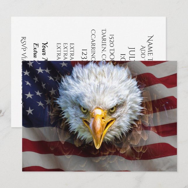 Patriotic American Flag and Eagle Invitation (Front/Back)