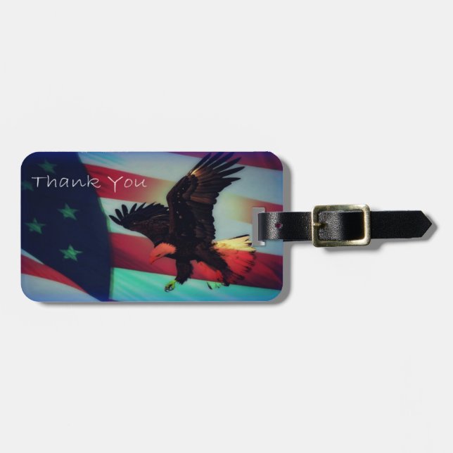 Patriotic American Flag and Eagle Luggage Tag (Front Horizontal)