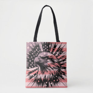 Patriotic American Flag and Eagle Masculine Men's Tote Bag