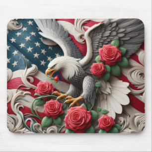 Patriotic American Flag and Eagle  Mouse Pad