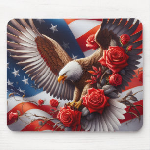 Patriotic American Flag and Eagle Mouse Pad