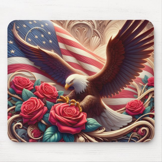 Patriotic American Flag and Eagle  Mouse Pad (Front)