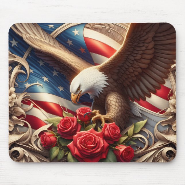 Patriotic American Flag and Eagle  Mouse Pad (Front)
