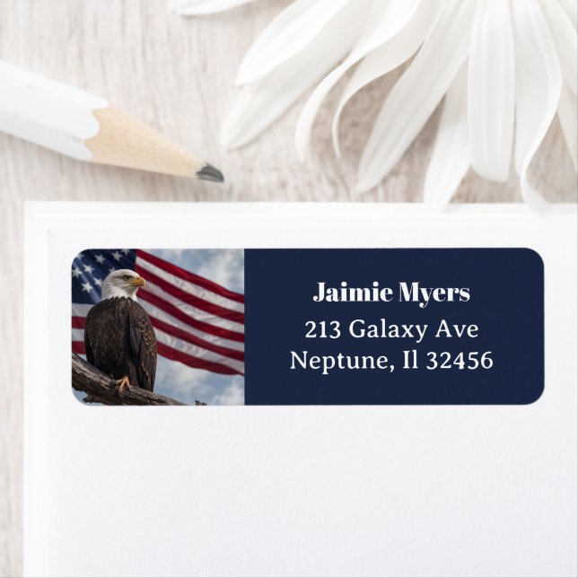 Patriotic American Flag and Eagle Return Address Label (Insitu)