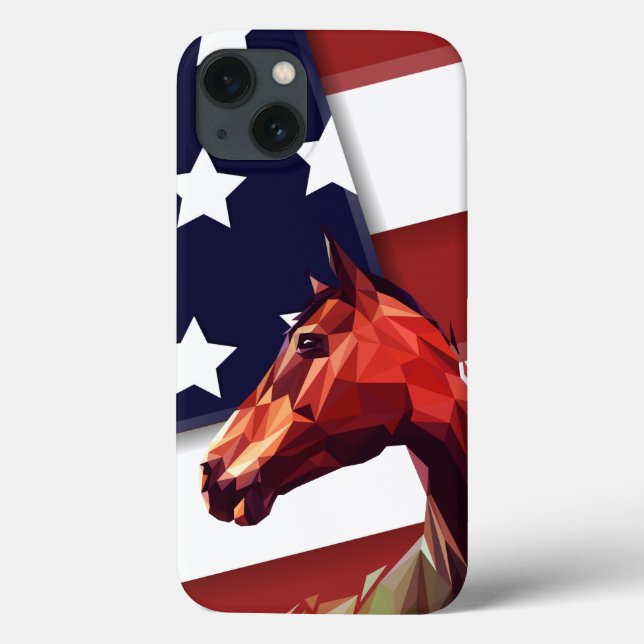 Patriotic American Flag and Horse Case-Mate iPhone Case (Back)