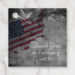 Patriotic American Flag and Stars Wedding Favour Tags