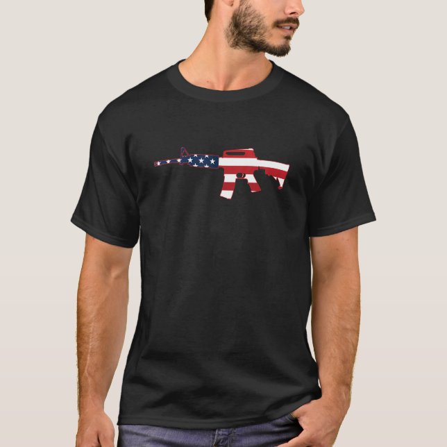 Patriotic American Flag Ar 15 Usa Rifle 2nd Amendm T-Shirt (Front)