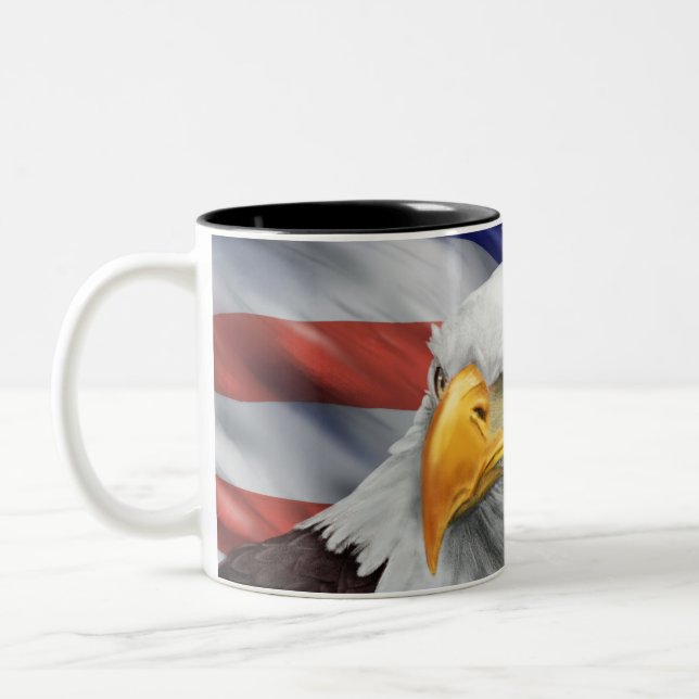 Patriotic American Flag Bald Eagle Coffee Mug (Left)