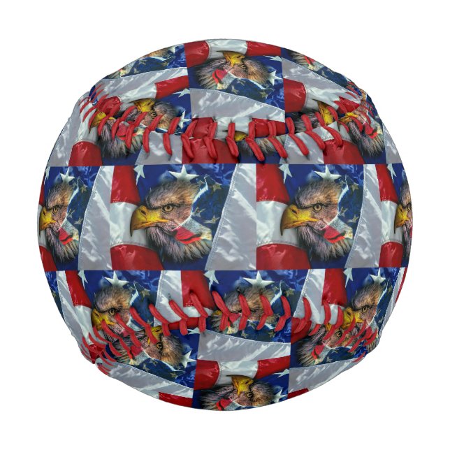 Patriotic American Flag Bald Eagle Wolf Baseball (Front)