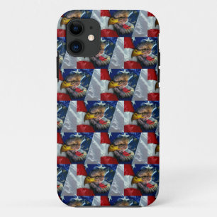 Patriotic American Flag Bald Eagle Wolf iPhone 11 Case