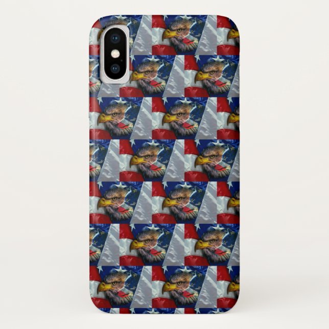 Patriotic American Flag Bald Eagle Wolf Case-Mate iPhone Case (Back)