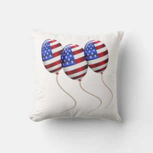 Patriotic American Flag Baloons Cushion